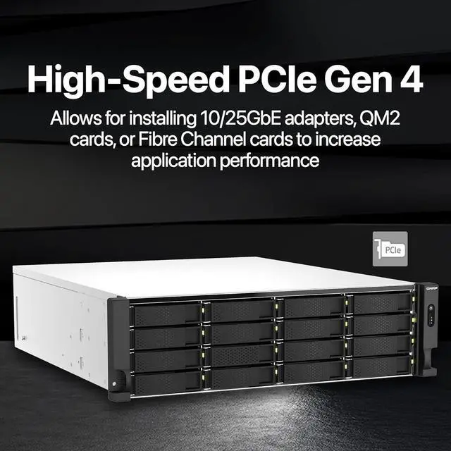 Alt view image 2 of 5 - QNAP TS-H2287XU-RP-E2336-32G-US 22-Bay 3U rackmount NAS, Intel Xeon E-2336 ,32 GB ECC DDR4, USB 3.2 Gen2,550W redundant