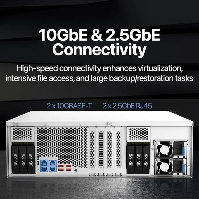 Alt view image 4 of 5 - QNAP TS-H2287XU-RP-E2336-32G-US 22-Bay 3U rackmount NAS, Intel Xeon E-2336 ,32 GB ECC DDR4, USB 3.2 Gen2,550W redundant