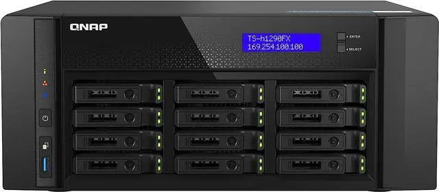 Main image of QNAP TS-H1290FX-7302P-128G-US 12-Bay all-flash desktop NAS, AMD EPYC 7302P , 12 x 2.5" U.2 NVMe/SATA SSD , 128GB ECC RAM