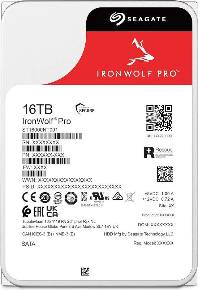 Alt view image 2 of 9 - Seagate IronWolf Pro ST16000NT001 16TB 7200 RPM 256MB Cache 3.5" Internal Hard Drive - OEM