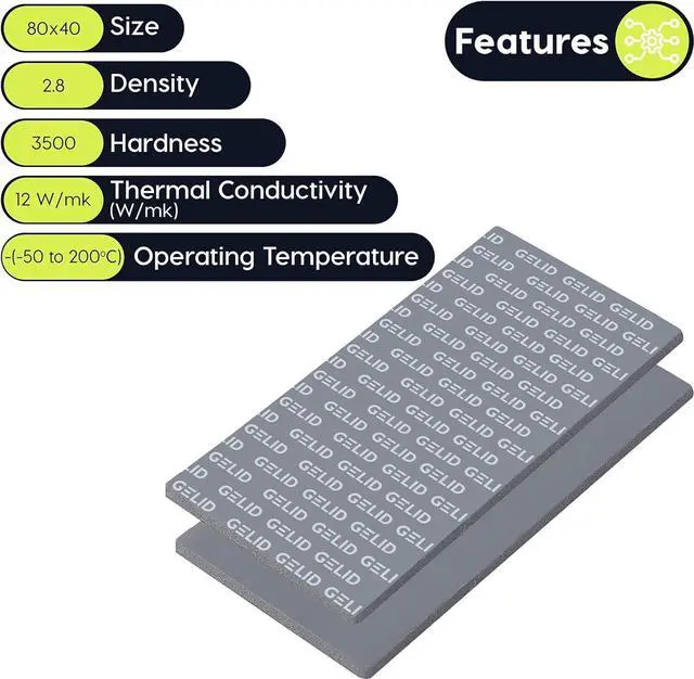 Alt view image 7 of 7 - Gelid Solutions TP-VP01-D GP-Extreme 12W-Thermal Pad 80x40x2.0 (2pcs) Excellent Heat Conduction, Ideal Gap Filler.