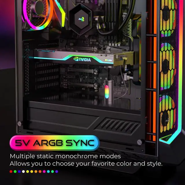 Alt view image 3 of 7 - AAAwave AURAWAVE GPU Support Bracket, Gaming Graphics Card Brace Support, Anti-Sag Video Card Holder, Adjustable Height with Magnet Base, 5V 3PIN ARGB GPU Support Brace, Video Card Stand (Black)