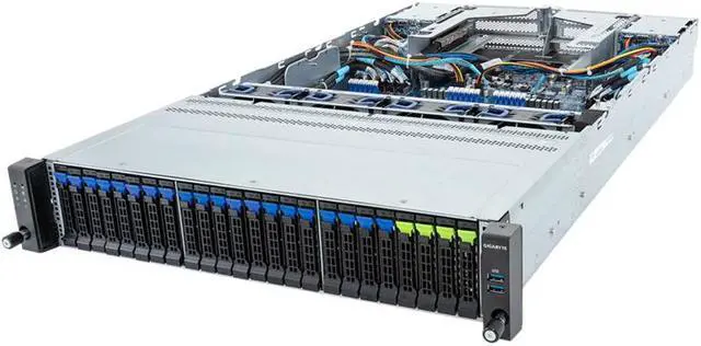 Alt view image 2 of 4 - Gigabyte R283-Z96 Rev. AAE2 2U Rack Server - AMD EPYC 9004, Dual CPU, 3x Gen3 M.2, 4x Gen5 PCIe Slots, 24+4 Gen5 NVMe/SATA/SAS-4 Bays