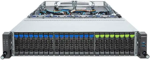 Alt view image 2 of 4 - Gigabyte R283-Z96 Rev. AAE3 2U Rack Server - AMD EPYC 9004, Dual CPU, 3x Gen3 M.2, 3x PCIe Gen3 Slost, 24x Gen5 NVMe/SATA/SAS-4 Bays