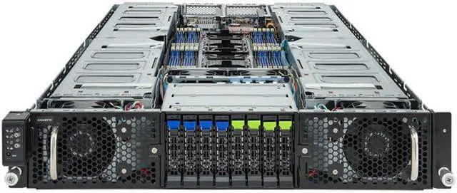 Alt view image 2 of 7 - Gigabyte G293-S42 Rev. AAP1 2U Rack Server - 5th/4th Gen Intel Xeon Scalable, Dual CPU,  4+4 2.5 Gen5 NVME/SATA/SAS Slots, 8x PCIe Gen5 GPUs