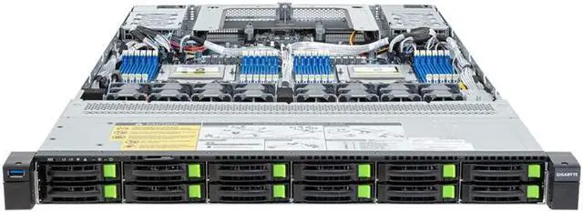 Alt view image 2 of 4 - Gigabyte R183-Z94 Rer. AAD1 1U Rack Server - AMD EPYC 9004, Dual CPU, 3x Gen3 M.2 Slots, 12-Bay Gen5 NVMe/SATA/SAS-4 Byas
