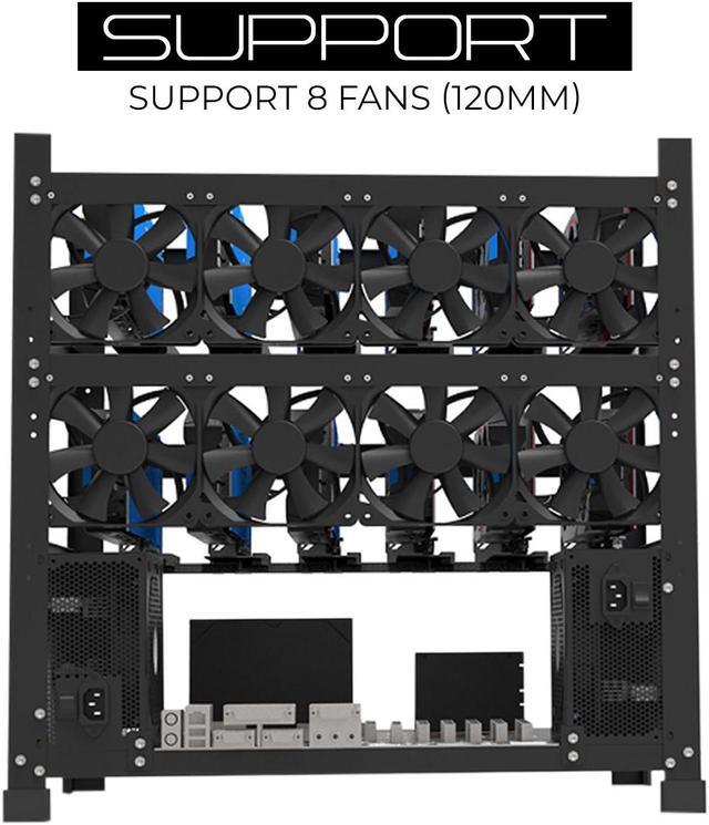 Alt view image 2 of 8 - AAAwave 12GPU Mining Rig Frame - The Sluice V2 Steel Open Frame Mining Rig Case, Stackable Chassis for Crypto Coin Currency & AI Machine Learning Applications - Frame Only (Black)