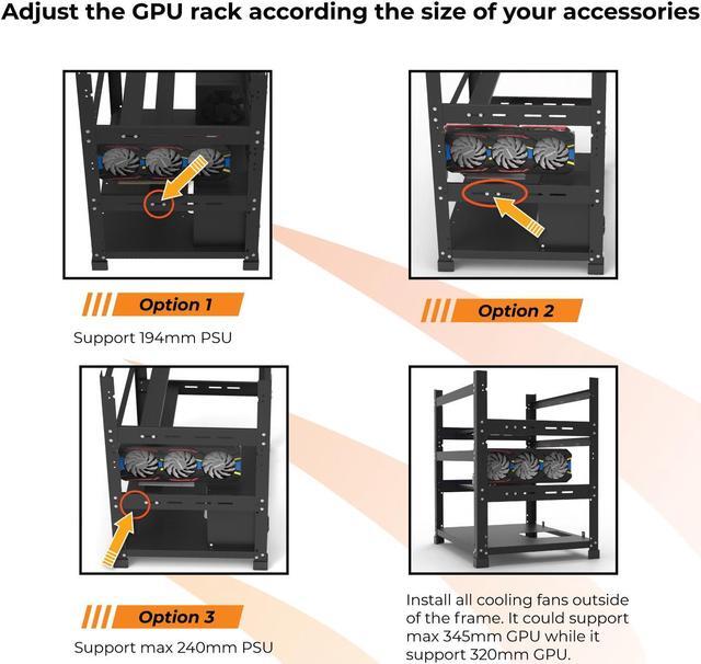 Alt view image 8 of 8 - AAAwave 12GPU Mining Rig Frame - The Sluice V2 Steel Open Frame Mining Rig Case, Stackable Chassis for Crypto Coin Currency & AI Machine Learning Applications - Frame Only (Black)
