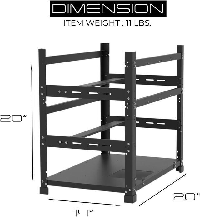 Alt view image 6 of 8 - AAAwave 12GPU Mining Rig Frame - The Sluice V2 Steel Open Frame Mining Rig Case, Stackable Chassis for Crypto Coin Currency & AI Machine Learning Applications - Frame Only (Black)