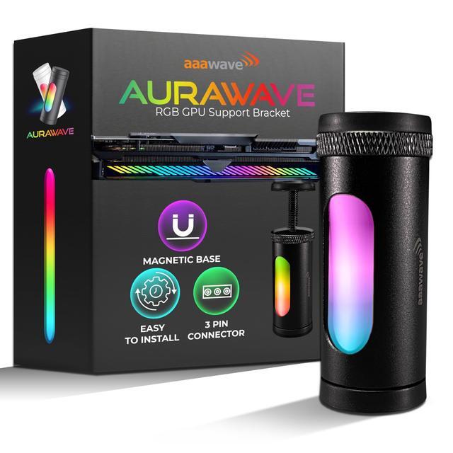 AAAwave AURAWAVE GPU Support Bracket, Gaming Graphics Card Brace Support, Anti-Sag Video Card Holder, Adjustable Height with Magnet Base, 5V 3PIN ARGB