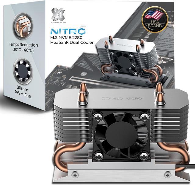 Main image of Titanium Micro Nitro Pro M.2 NVMe Heatsink, 2280 Dual Cooler Heatsink with 30mm PWM Fan