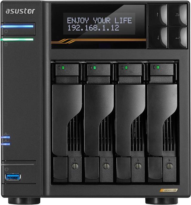 Alt view image 2 of 6 - Asustor Lockerstor 4 Gen3 AS6804T 4 Bay NAS, Quad-Core 2.3GHz CPU, Dual USB 4 Ports, Dual 10GbE Ports, Dual 5GbE Ports, 16G ECC RAM DDR5, Four M.2 SSD Slots (Diskless)