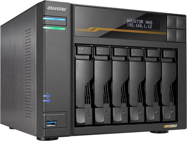 Main image of Asustor Lockerstor 6 Gen3 AS6806T 6 Bay NAS, Quad-Core 2.3GHz CPU, Dual USB 4 Ports, Dual 10GbE Ports, Dual 5GbE Ports, 16G ECC RAM DDR5, Four M.2 SSD Slots (Diskless)