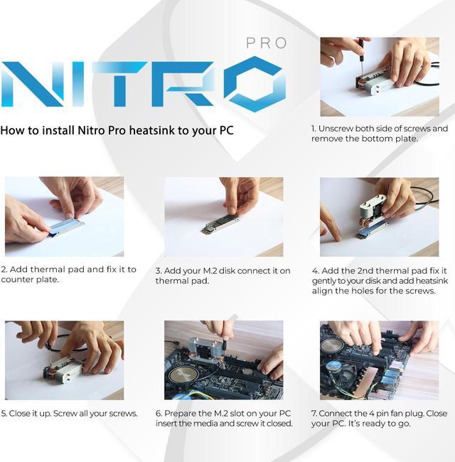 Alt view image 7 of 7 - Titanium Micro Nitro Pro M.2 NVMe Heatsink, 2280 Dual Cooler Heatsink with 30mm PWM Fan