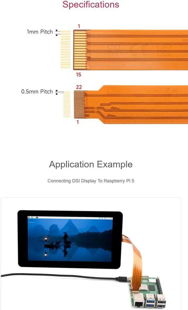 Alt view image 3 of 5 - Raspberry Pi SC1131 Accessories, Adapter cables, Length 200mm, Supports Display