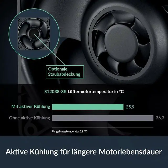 Alt view image 3 of 5 - Arctic ACFAN00294A S12038-8K -120mm Case Fan - dual ball bearing - max 8000 RPM - PWM regulated