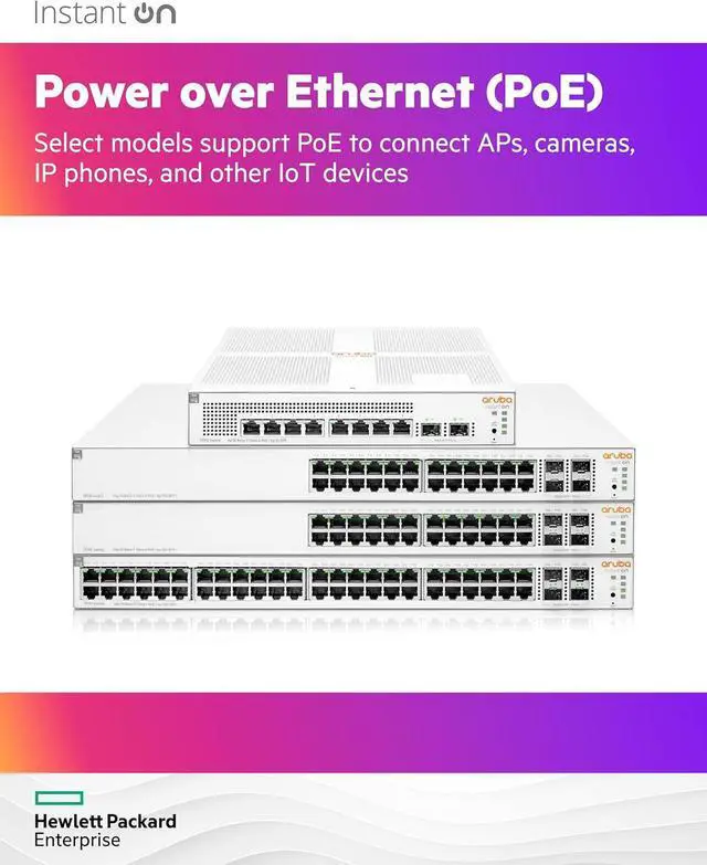 Alt view image 7 of 7 - HPE JL681A#AC3 Instant On 1930 8-Port PoE Gb Ethernet 8xGE PoE (124W), 2X 1G SFP, L2+ Smart Switch International Cord
