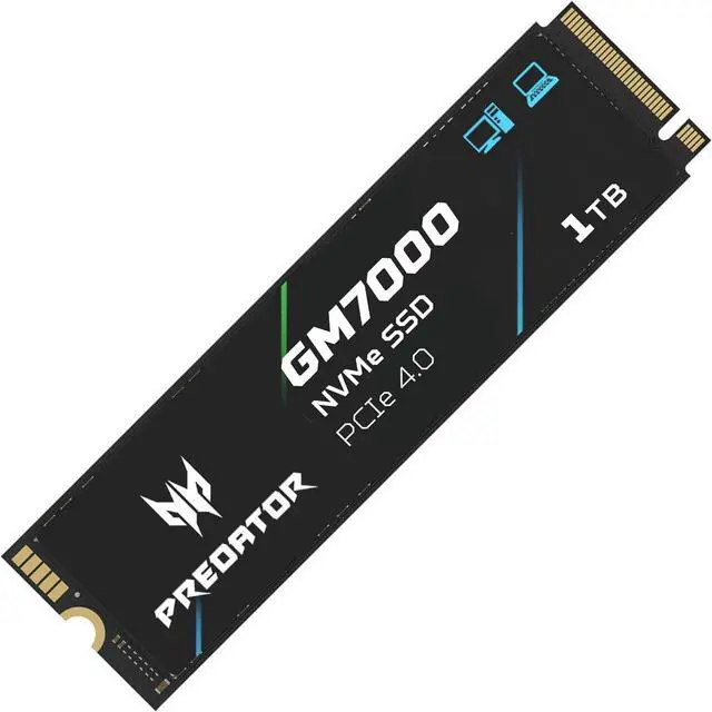 Alt view image 2 of 7 - Acer Predator GM7000 1TB NVMe Gen4 Gaming SSD w/ Titanium Micro Nitro Flex M.2 SSD M.2 2280 SSD Rocket Heatsink
