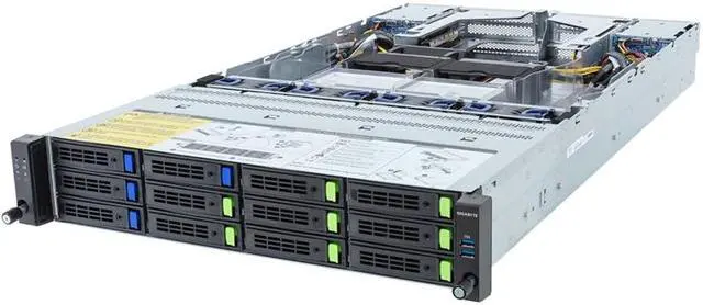 Main image of Gigabyte R283-Z97 Rev. AAF1 2U Rack Server - AMD EPYC 9004 Dual CPU, 4+2x Gen5 x16 PCIe Slots, 12+4x Gen5 NVMe/SATA/SAS-4 Bays
