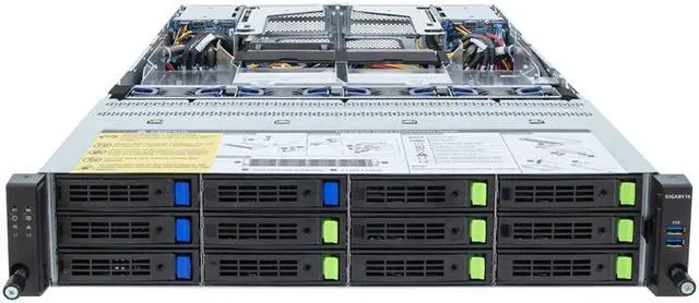 Alt view image 2 of 4 - Gigabyte R283-Z97 Rev. AAF1 2U Rack Server - AMD EPYC 9004 Dual CPU, 4+2x Gen5 x16 PCIe Slots, 12+4x Gen5 NVMe/SATA/SAS-4 Bays