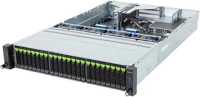Main image of Gigabyte R263-Z36 Rev. AAJ1 2U Rack Server - AMD EPYC 9004, 1x Gen3 M.2, 1+1x Gen5 x16 PCIe Slots, 24x Gen5 NVMe Bays