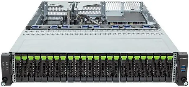 Alt view image 2 of 4 - Gigabyte R263-Z36 Rev. AAJ1 2U Rack Server - AMD EPYC 9004, 1x Gen3 M.2, 1+1x Gen5 x16 PCIe Slots, 24x Gen5 NVMe Bays