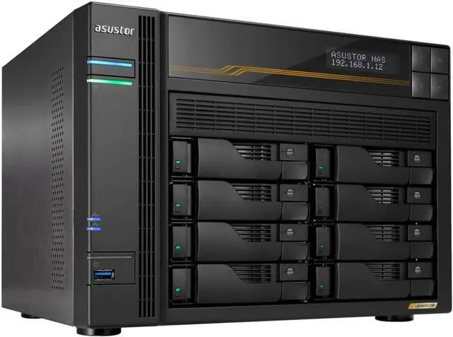 Main image of Asustor Lockerstor 8 Gen3 AS6808T 8 Bay NAS, Quad-Core 2.3GHz CPU, Dual USB 4 Ports, Dual 10GbE Ports, Dual 5GbE Ports, 16G ECC RAM DDR5, Four M.2 SSD Slots (Diskless)