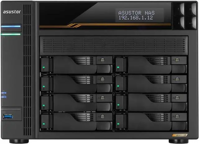 Alt view image 4 of 6 - Asustor Lockerstor 8 Gen3 AS6808T 8 Bay NAS, Quad-Core 2.3GHz CPU, Dual USB 4 Ports, Dual 10GbE Ports, Dual 5GbE Ports, 16G ECC RAM DDR5, Four M.2 SSD Slots (Diskless)