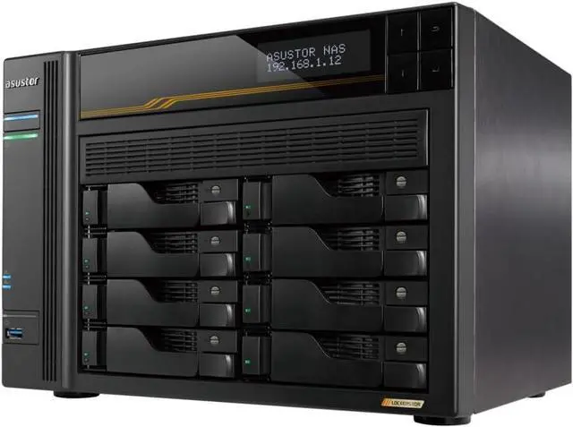 Alt view image 2 of 6 - Asustor Lockerstor 8 Gen3 AS6808T 8 Bay NAS, Quad-Core 2.3GHz CPU, Dual USB 4 Ports, Dual 10GbE Ports, Dual 5GbE Ports, 16G ECC RAM DDR5, Four M.2 SSD Slots (Diskless)
