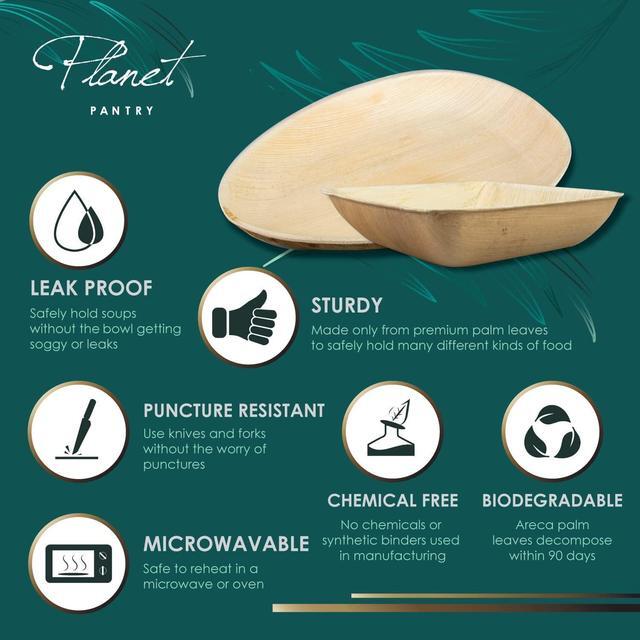 Alt view image 3 of 7 - Planet Pantry Disposable Palm Leaf Party Pack 10" & 7" Square Plate (25 pcs each) Biodegradable Eco-friendly Wooden Bamboo-Like Plate Party Pack for Food, Wedding, Buffet, Party