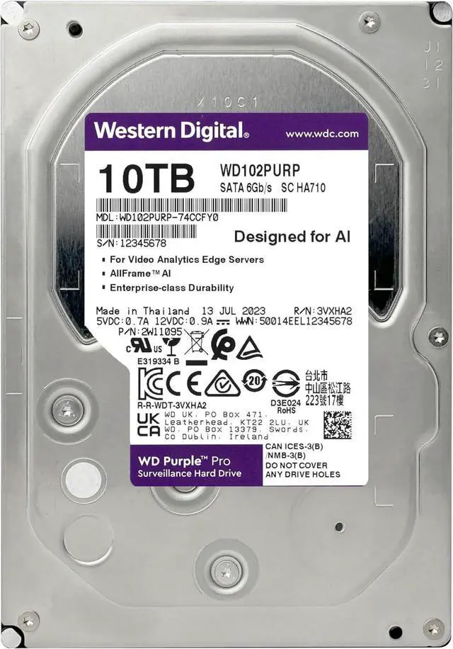 Alt view image 3 of 5 - WD Purple Pro 10 TB Hard Drive Internal WD102PURPSP