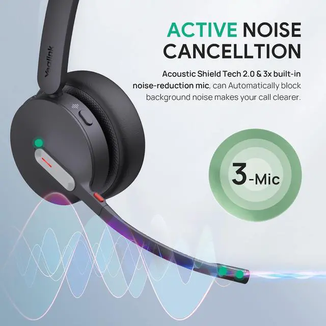 Alt view image 4 of 15 - Yealink WH64 Binaural On-Ear Wireless Headset WH64 DUAL UC