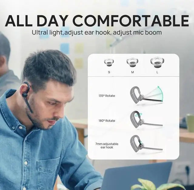 Alt view image 3 of 13 - Yealink BH71 Pro Bluetooth Headset with USB-C/A Dongle
