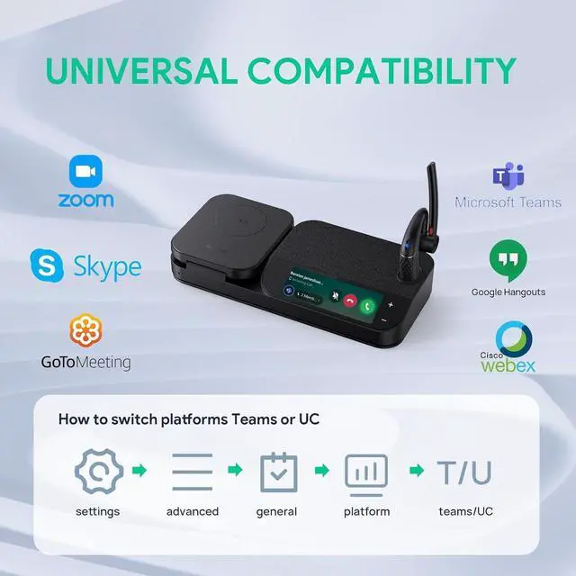Alt view image 3 of 12 - Yealink 1208710 BH71 Workstation Pro Bluetooth Headset for Office Phone, Wireless Charging Pad, Speakerphone, USB-C/A