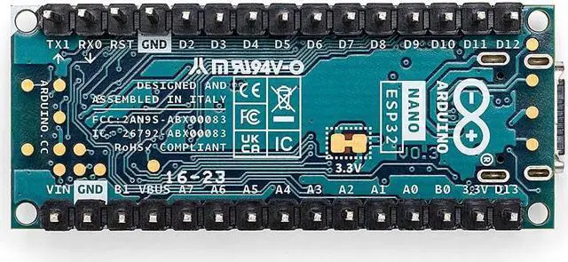 Alt view image 2 of 7 - Arduino ABX00083 Nano ESP32 w/ headers ESP32-S3,USB-C, Wi-Fi,Bluetooth,HID Support, MicroPython Compatible