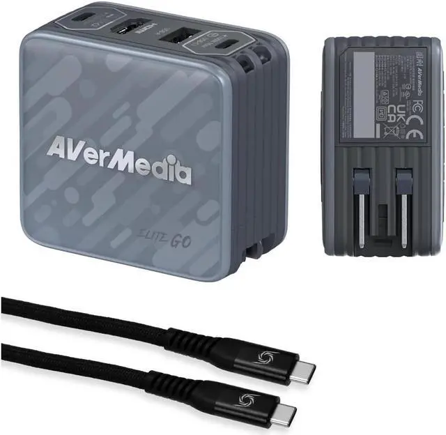 Main image of AverMedia GC313ProBLACK Elite Go Capture Card for Streaming Portable Charger Fast Charging USB C, TV Docking Station Compatible wi/ iPhone, iPad, Laptop (BLACK)