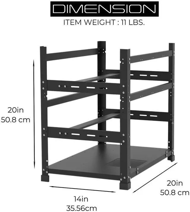 Alt view image 5 of 7 - AAAwave 12GPU Mining Rig Frame - The Sluice V2 Stackable Open Frame Steel Mining Case, for Crypto Coin Currency & AI Machine Learning Applications - Frame Only (Black)