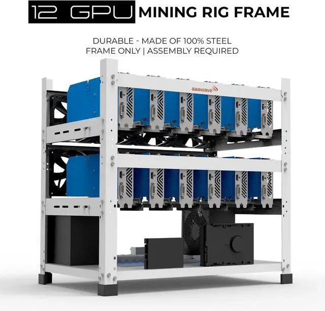 Alt view image 4 of 7 - AAAwave 12GPU Mining Rig Frame - The Sluice V2 Stackable Open Frame Steel Mining Case, for Crypto Coin Currency & AI Machine Learning Applications - Frame Only (White)
