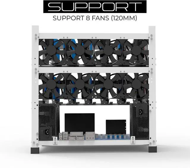 Alt view image 2 of 7 - AAAwave 12GPU Mining Rig Frame - The Sluice V2 Stackable Open Frame Steel Mining Case, for Crypto Coin Currency & AI Machine Learning Applications - Frame Only (White)