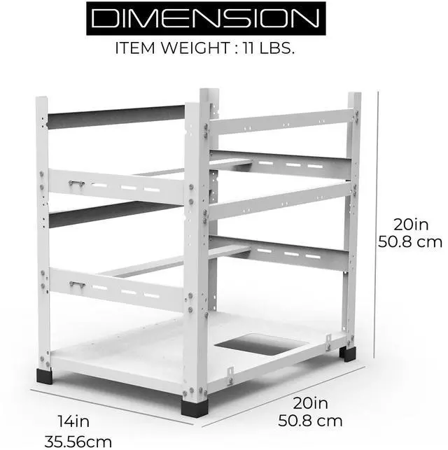 Alt view image 5 of 7 - AAAwave 12GPU Mining Rig Frame - The Sluice V2 Stackable Open Frame Steel Mining Case, for Crypto Coin Currency & AI Machine Learning Applications - Frame Only (White)