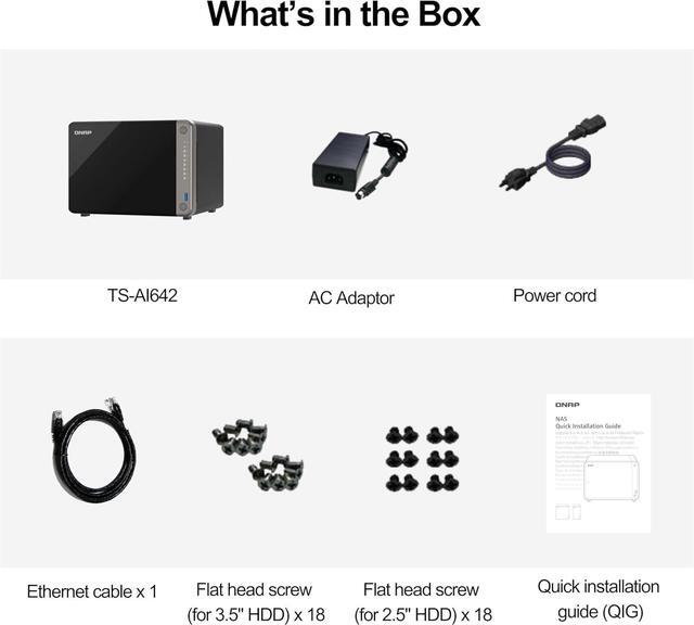Alt view image 7 of 7 - QNAP TS-AI642 6 Bay AI NAS with a Power-efficient ARM Processor and NPU for AI-Powered Video and Image Recognition Applications (Diskless)
