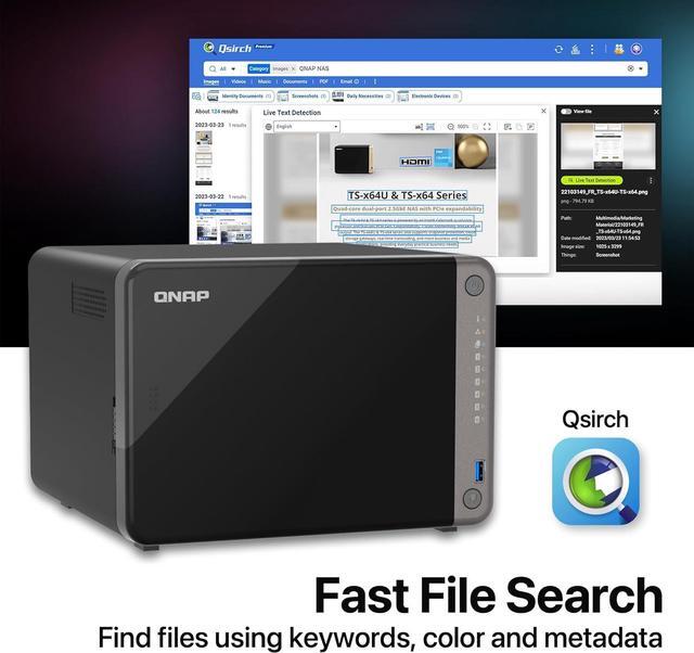 Alt view image 3 of 7 - QNAP TS-AI642 6 Bay AI NAS with a Power-efficient ARM Processor and NPU for AI-Powered Video and Image Recognition Applications (Diskless)