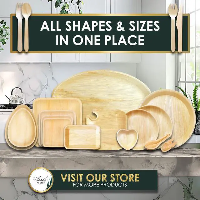Alt view image 7 of 7 - Planet Pantry Disposable Palm Leaf 8" Square Plate (25 pcs) Wooden Bamboo-Like Paper and Plastic Alternative Eco-Friendly for Food, Party, Buffet