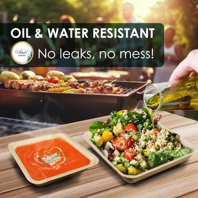 Alt view image 4 of 7 - Planet Pantry Disposable Palm Leaf 9"x6" Rectangle Deep Plate (50 pcs) Wooden Bamboo-Like Paper and Plastic Alternative Eco-Friendly for Food, Party, Buffet