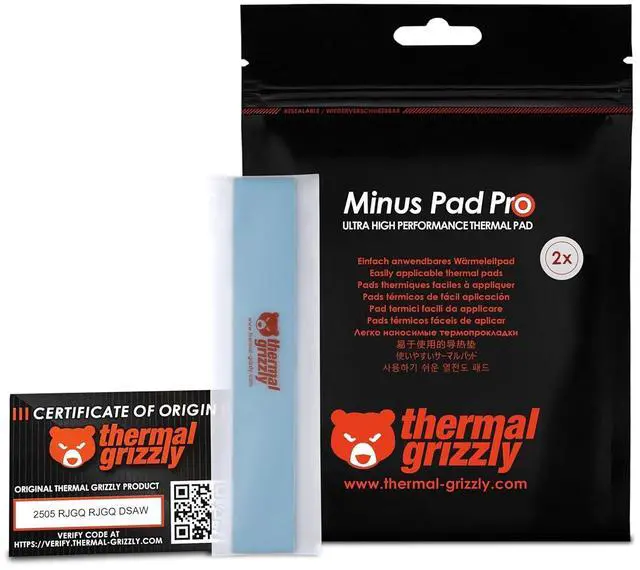 Main image of Thermal Grizzly TG-MP-P-120-20-10-2 Minus Pad Pro 2-Pack Thermal Interface Pad,120x20x1.0mm for SSDs, GPUs & Electronics