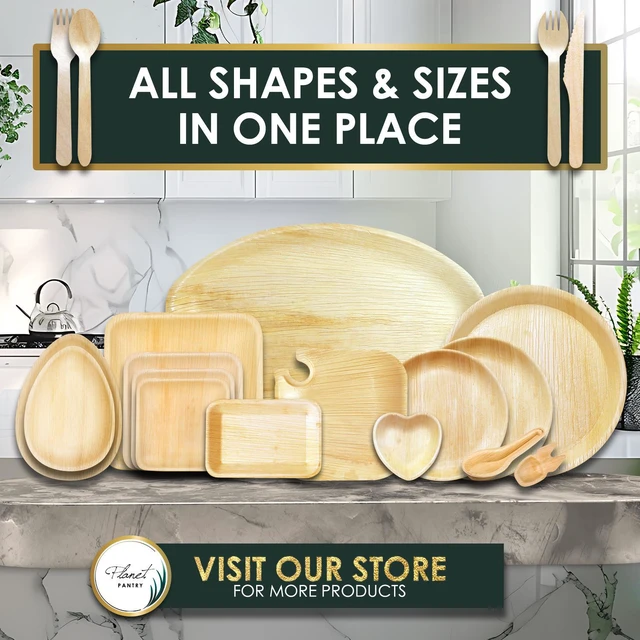 Alt view image 7 of 7 - Planet Pantry Disposable Palm leaf 9" Round Plate (50 pcs) Wooden Bamboo-Like Paper and Plastic Alternative Eco-Friendly for Food, Party, Buffet
