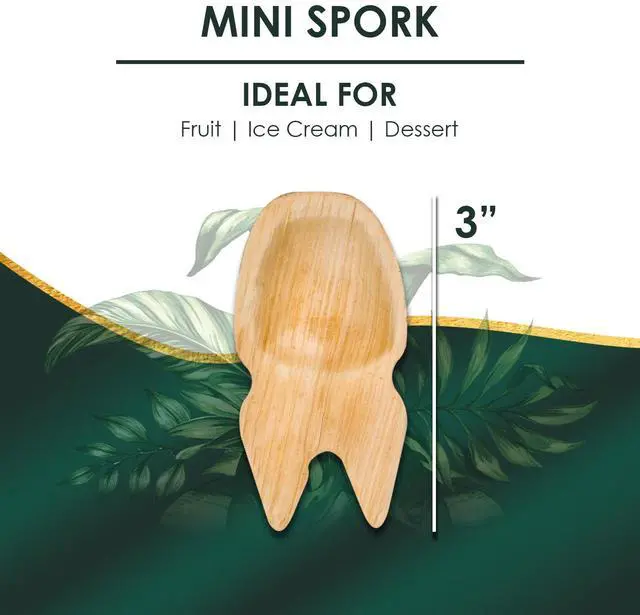 Alt view image 2 of 7 - Planet Pantry Disposable Palm Leaf Mini Spork (25 pcs) Wooden Bamboo-Like Paper and Plastic Alternative Eco-Friendly for Food, Party, Buffet