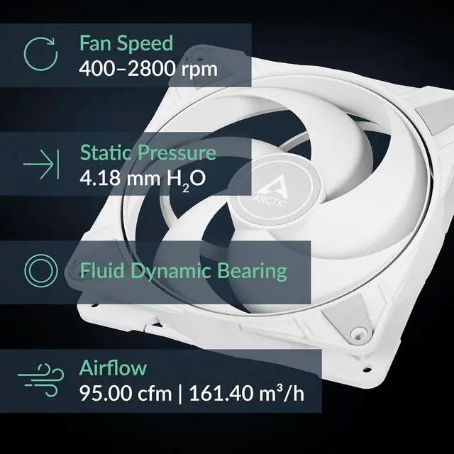 Alt view image 3 of 7 - Arctic ACFAN00304A P14 Max 140mm Case Fan fluid dynamic bearing max 2800 RPM - PWM - White