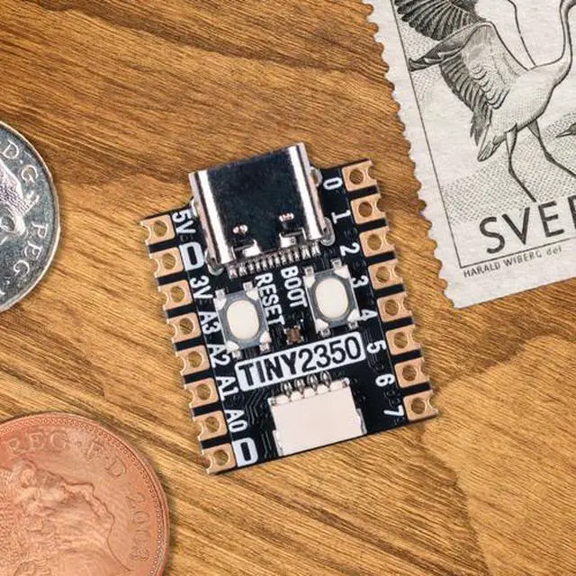 Alt view image 2 of 2 - Pimoroni PIM721 postage stamp sized RP2350 development board with a USB-C connection, perfect for portable projects
