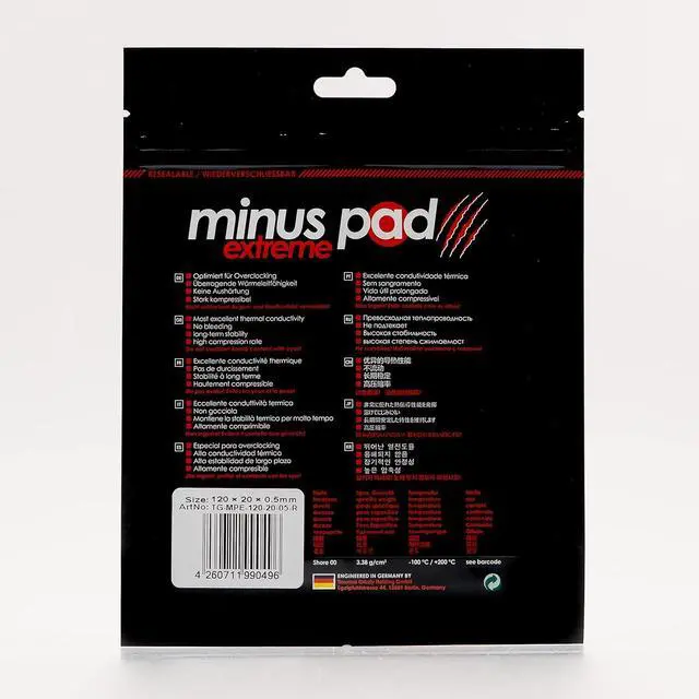 Alt view image 5 of 6 - Thermal Grizzly TG-MPE-120-20-05-R Minus Pad Extreme (120x20x0,5mm) - Self-Adhesive Cooling Conductive Thermal Pad